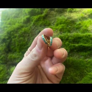 Gold & turquoise hoop earrings